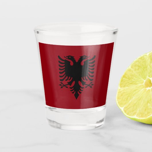 Albanese vlag shot glas (Voorkant)