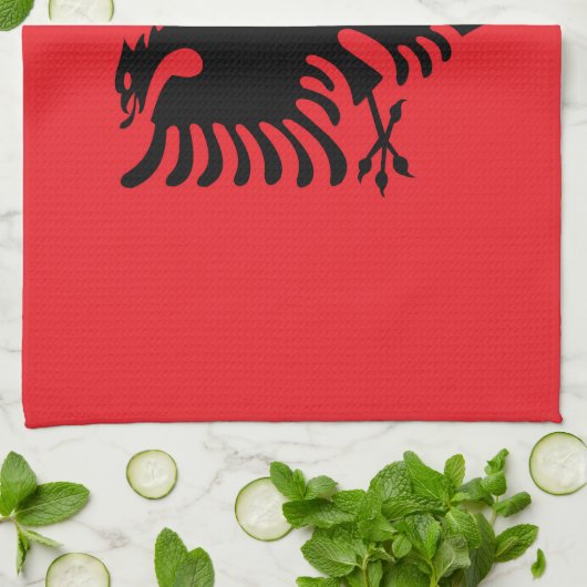 Albanese vlag theedoek (Gevouwen)