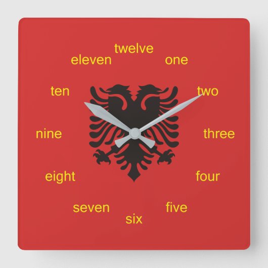 Albanese vlag - volledig uitgelijnde muur - klok (Voorkant)