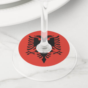 Albanese vlag wijnglaslabel