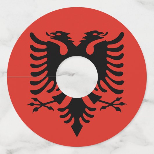 Albanese vlag wijnglaslabel (Voorkant)