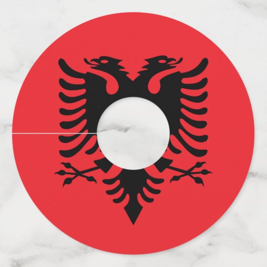 Albanese vlag wijnglaslabel (Voorkant)