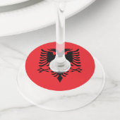 Albanese vlag wijnglaslabel (Dichtbij)