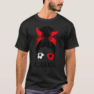 Albanese Voetbal Meisje Moeder Rommelige Knot Alba T-shirt