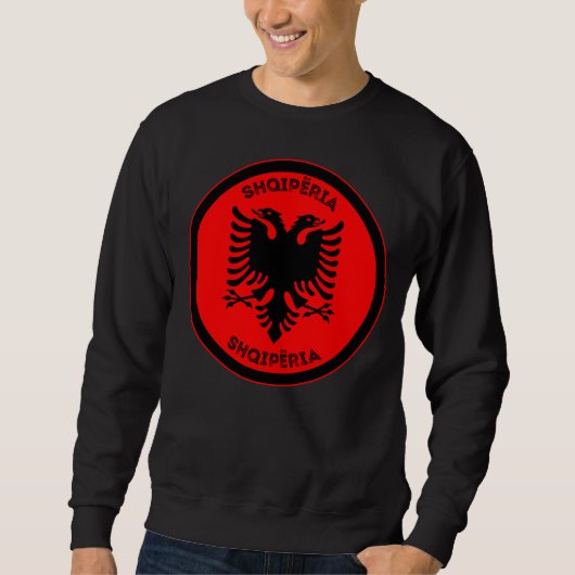Albanese Zwarte Adelaar Cirkelvorm Trui (Voorkant)