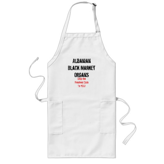 Albanese Zwarte Markt Organen Apron Lang Schort (Voorkant)
