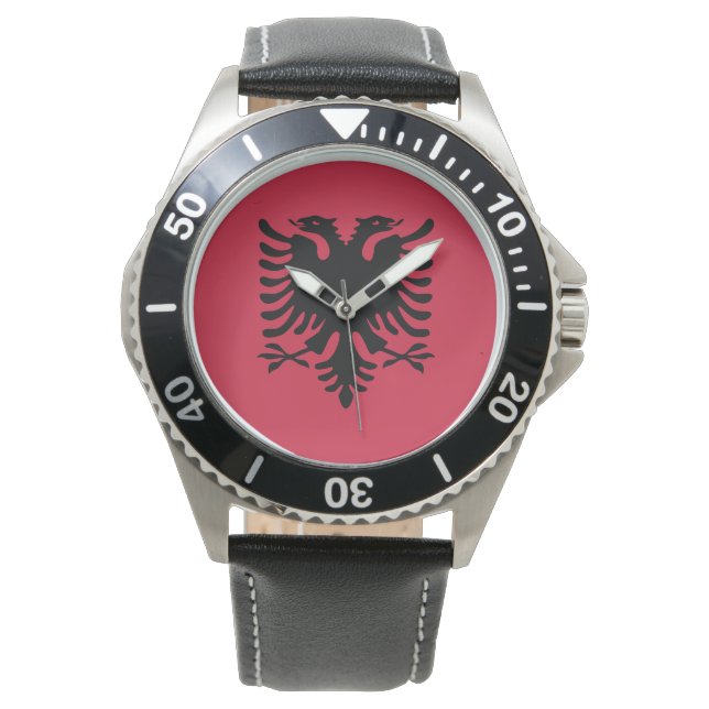Albania Flag Emblem Horloge (Voorkant)