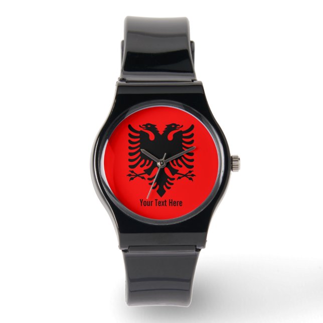 Albania National Flag Horloge (Voorkant)