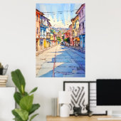 Albania Tirana Old Street Painting Poster (Thuiskantoor)