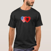 Albania &USA Flag Twin Heart for Albanian American T-shirt (Voorkant)