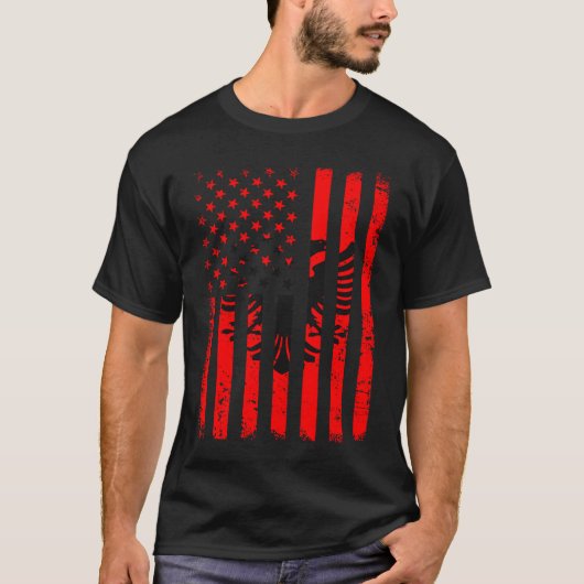 Albanian American Flag Albania America Pride Herit T-shirt (Voorkant)