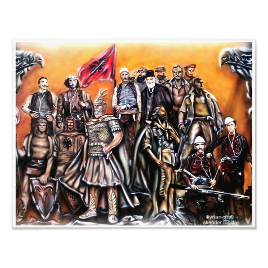 Albanian Heroes Unique Airbrush Illustration Foto Afdruk (Voorkant)