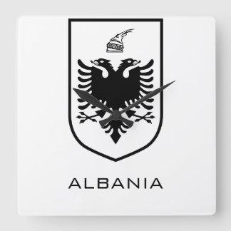 Albanian National Coat of Arms Heritage Ink Vierkante Klok