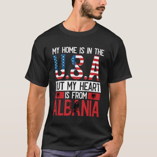 Albanian Roots American Flag Albania Heritage T-shirt (Voorkant)