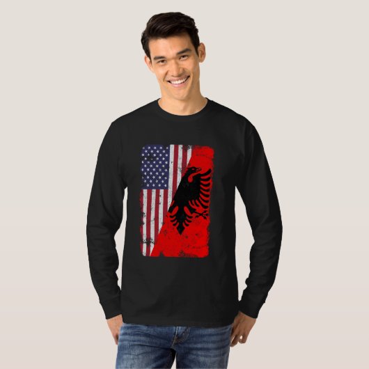 Albanië Albanese Amerikaanse vlag Pride Roots  T-shirt (Voorkant volledig)