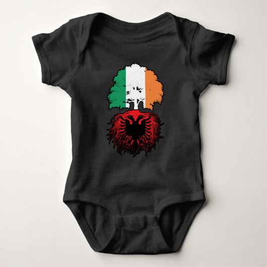 Albanië Albanese Ierse vlag - boomrootbomen Romper (Voorkant)