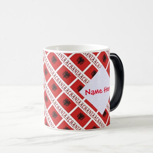 Albanië Albanese vlag betegelde rode personalisati Magische Mok (Voorkant rechts)