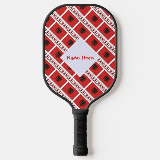Albanië Albanese vlag betegelde rode personalisati Pickleball Paddle (Voorkant)