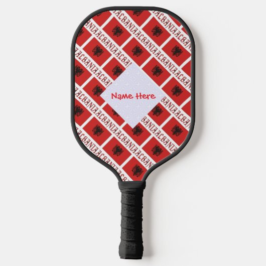 Albanië Albanese vlag betegelde rode personalisati Pickleball Paddle (Achterkant)