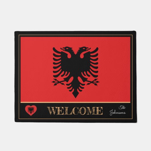 Albanië & Albanese vlag matten/sport Welkom Deurmat (Voorkant)