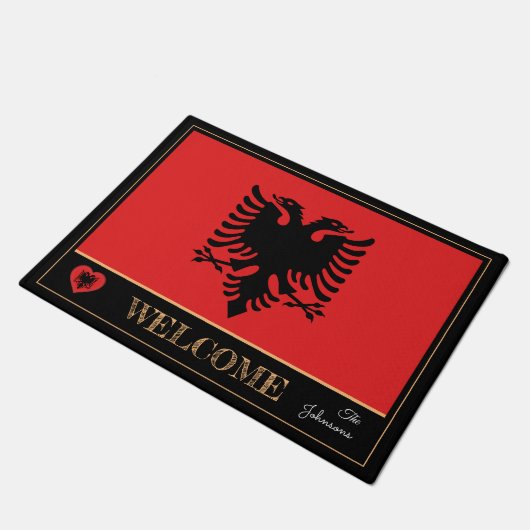 Albanië & Albanese vlag matten/sport Welkom Deurmat (Schuin)