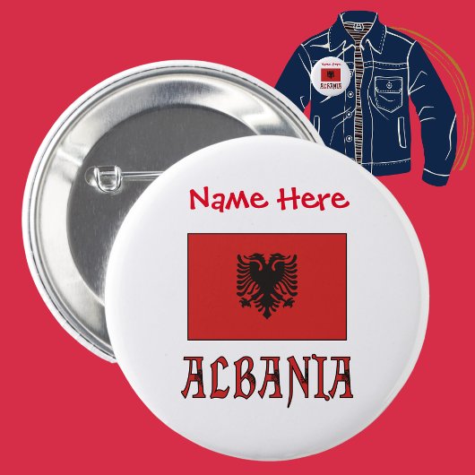 Albanië Albanese vlag rode personalisatie Ronde Button 5,7 Cm