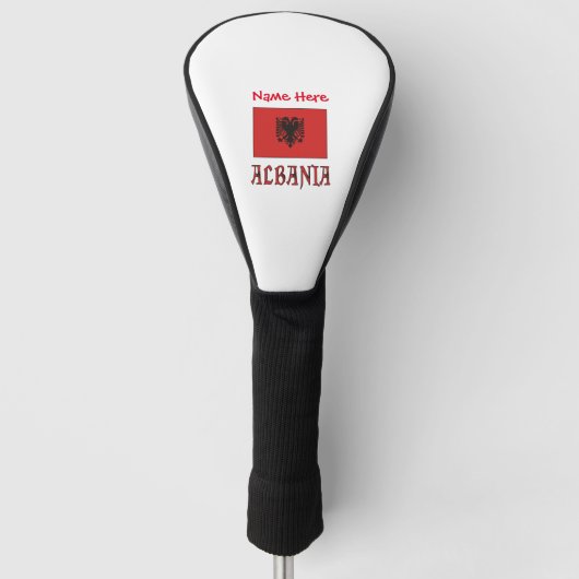 Albanië Albanese vlag rood gepersonaliseerd Golfheadcover (Voorkant)