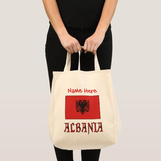 Albanië Albanese vlag rood gepersonaliseerd Tote Bag (Voorkant (product))