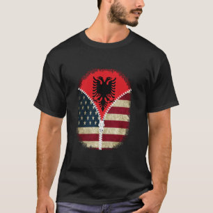 Albanië Amerikaanse Vlag - USA Albanese Rits T-shirt