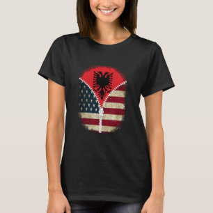 Albanië Amerikaanse Vlag - USA Albanese Rits T-shirt