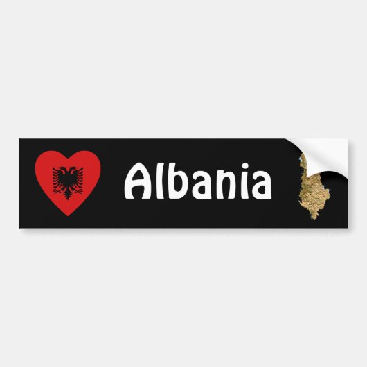 Albanië Bumpersticker Markthart + Kaart (Voorkant)