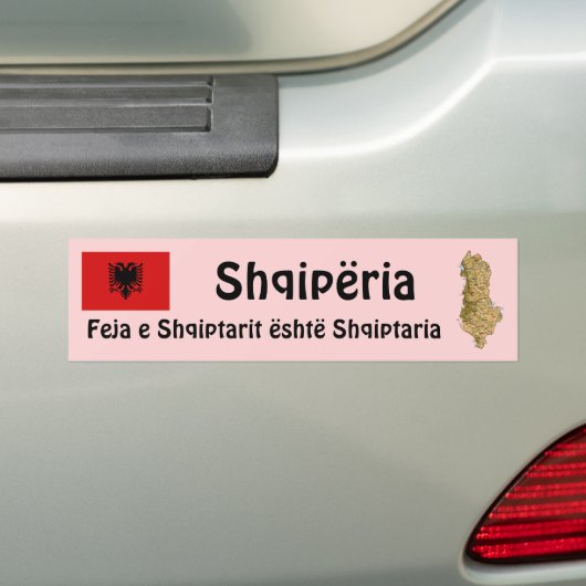 Albanië Bumpersticker vlag en kaart (Op auto)