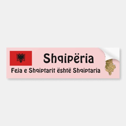 Albanië Bumpersticker vlag en kaart (Voorkant)