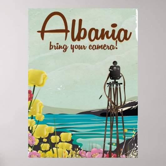Albanië Camera Vintage reisposter Poster (Voorkant)