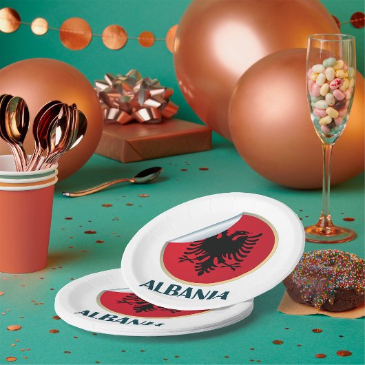 Albanië Double Headed Eagle Embleem Papieren Bordje