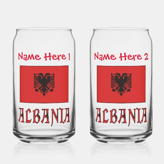 Albanië en Albanese Vlag Rode Personalisatie Blikvorm Glas (Voorkant)