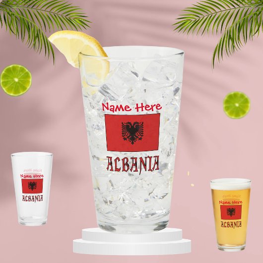 Albanië en Albanese Vlag Rode Personalisatie Glas