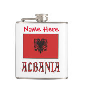 Albanië en Albanese Vlag Rode Personalisatie Heupfles (Voorkant)