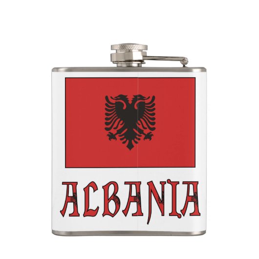 Albanië en Albanese Vlag Rode Personalisatie Heupfles (Achterkant)