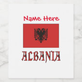 Albanië en Albanese Vlag Rode Personalisatie Wijn Etiket (Enkel label)