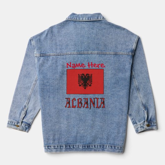 Albanië en Albanese vlag wit gepersonaliseerd Denim Jacket (Achterkant)