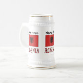 Albanië en de Albanese vlag met Jouw naam Bierpul (Voorkant links)