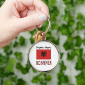 Albanië en de Albanese vlag met Jouw naam Sleutelhanger (Hand)