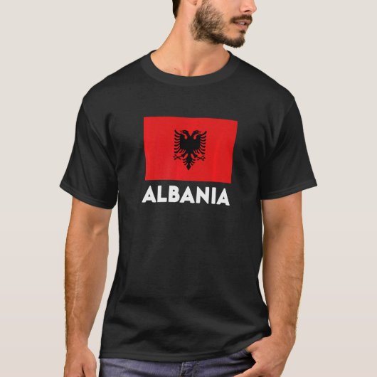Albanië Flag Red Black T-shirt (Voorkant)