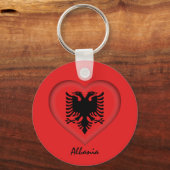Albanië, Heart, Albanese vlag, mode/sport Sleutelhanger (Achterkant)