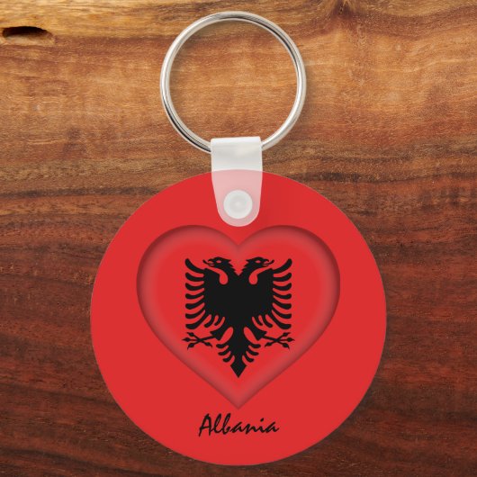 Albanië, Heart, Albanese vlag, mode/sport Sleutelhanger (Voorkant)