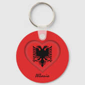 Albanië, Heart, Albanese vlag, mode/sport Sleutelhanger (Achterkant)