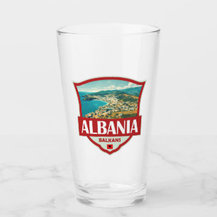 Albanië Illustratie Retro Badge Glas