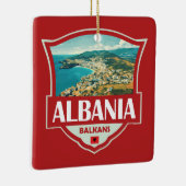 Albanië Illustratie Retro Badge Keramisch Ornament (Rechts)
