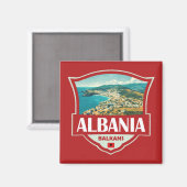 Albanië Illustratie Retro Badge Magneet (Voorkant / Achterkant)